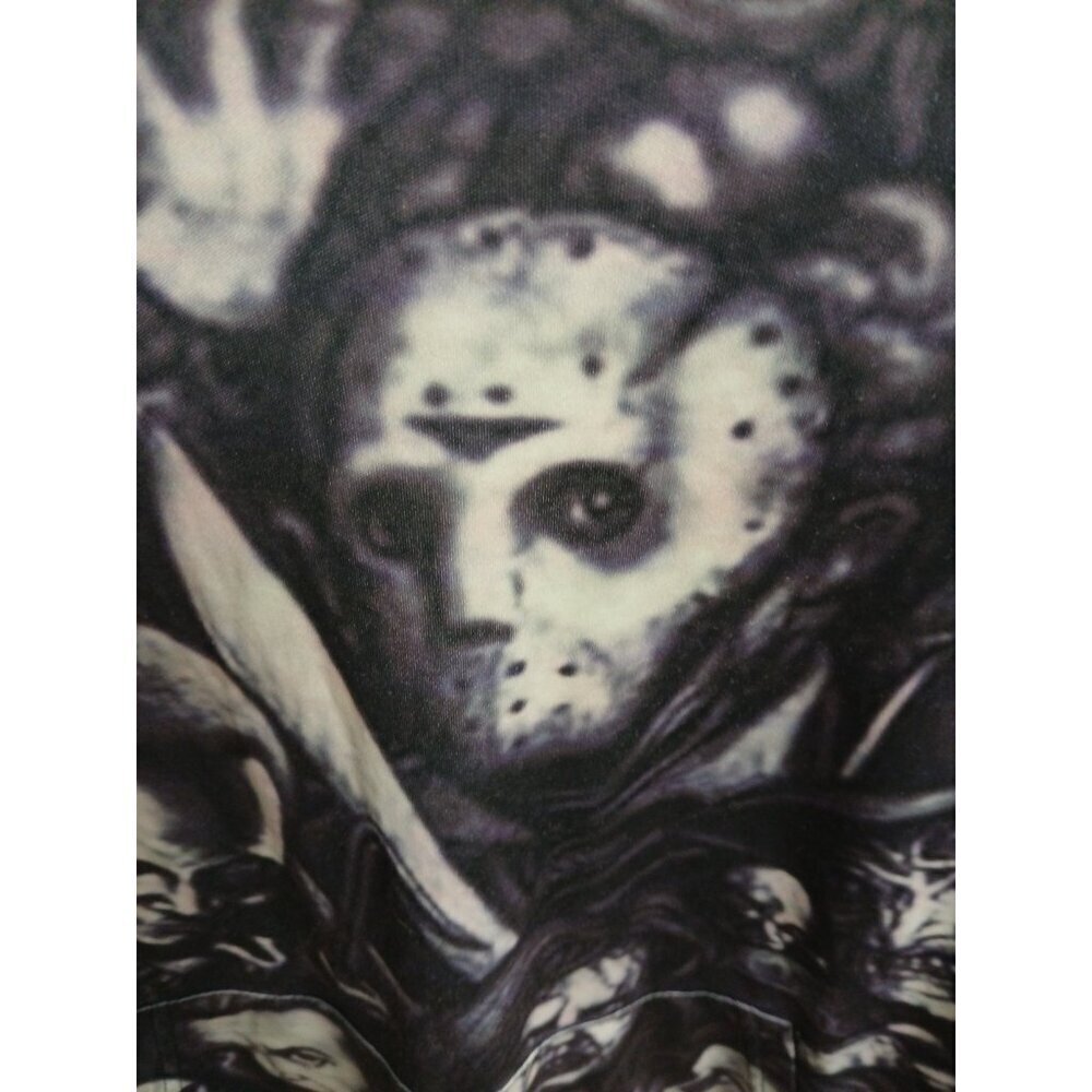 " HORROR HOODIE " UNISEX MEDIUM SIZE BLACK AND WHITE NYLON BLEND PULLOVER - Picture 3 of 14